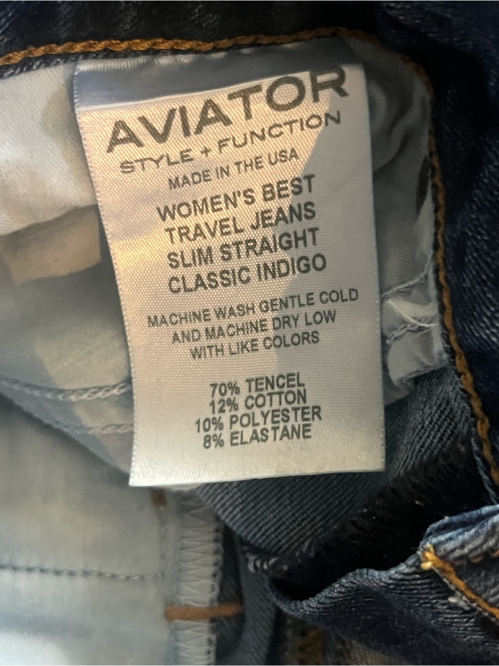 Aviator Best Travel Jeans Women’s Slim Straight Classic Indigo Size 26 Denim - Picture 10 of 16